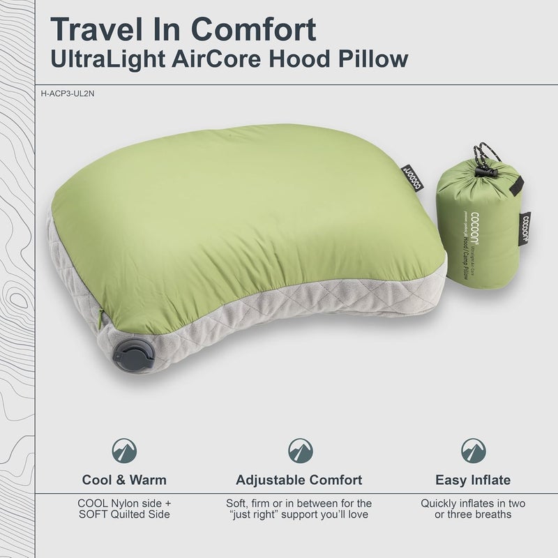 Cocoon - Premium - Ultralight Inflatable AirCore Shaped Pillow - Washable Travel Air Pillows for Camping, Hiking, Backpacking (Regular 11" x 15") - Image 4